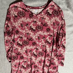 Lularoe Floral Patterned Pink and Black Women's Tunic